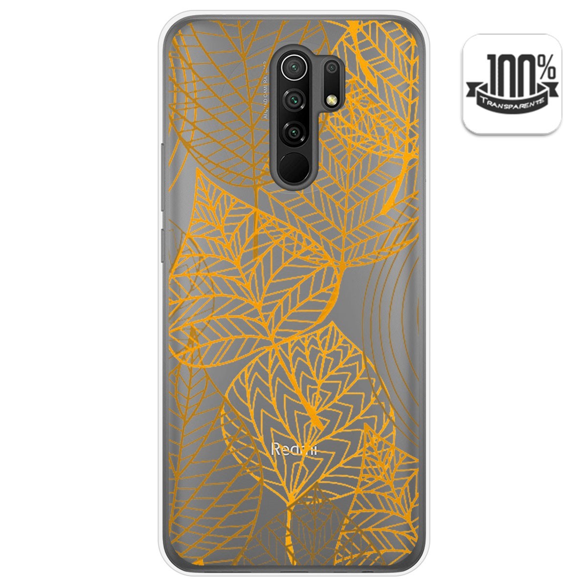 Funda Gel Transparente para Xiaomi Redmi 9 diseño Hojas Dibujos