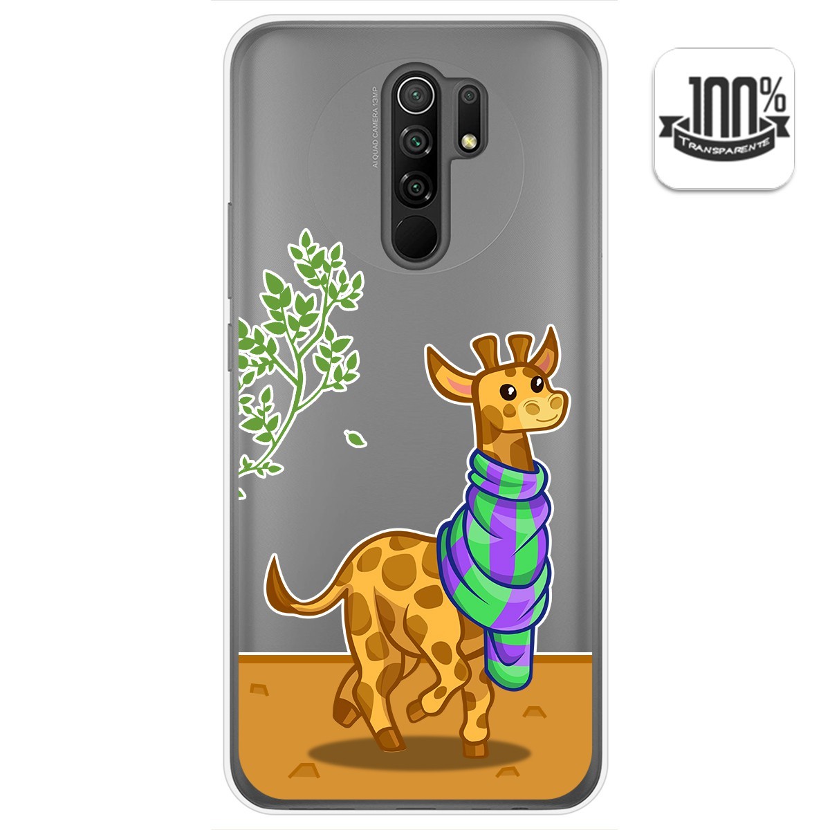 Funda Gel Transparente para Xiaomi Redmi 9 diseño Jirafa Dibujos