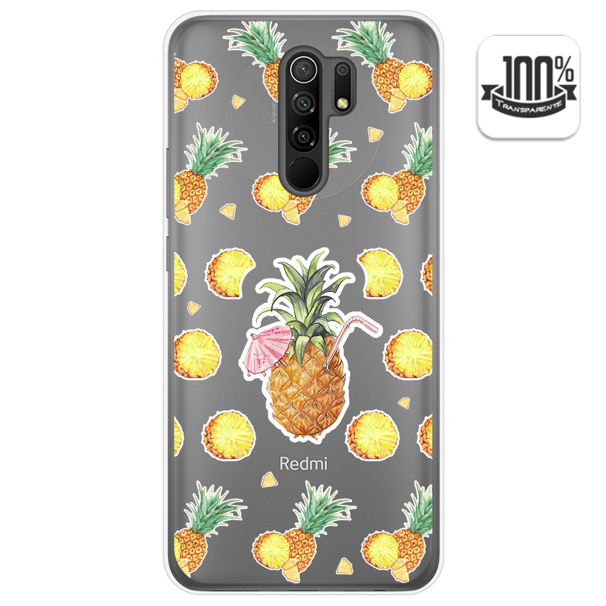 Funda Gel Transparente para Xiaomi Redmi 9 diseño Piña Dibujos