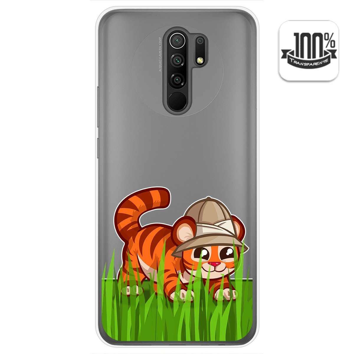Funda Gel Transparente para Xiaomi Redmi 9 diseño Tigre Dibujos