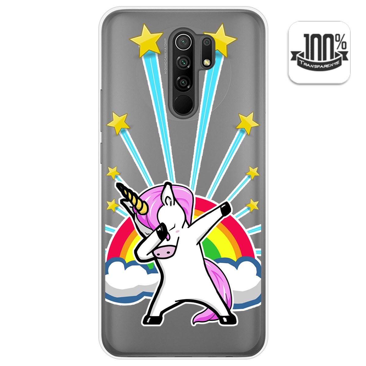 Funda Gel Transparente para Xiaomi Redmi 9 diseño Unicornio Dibujos