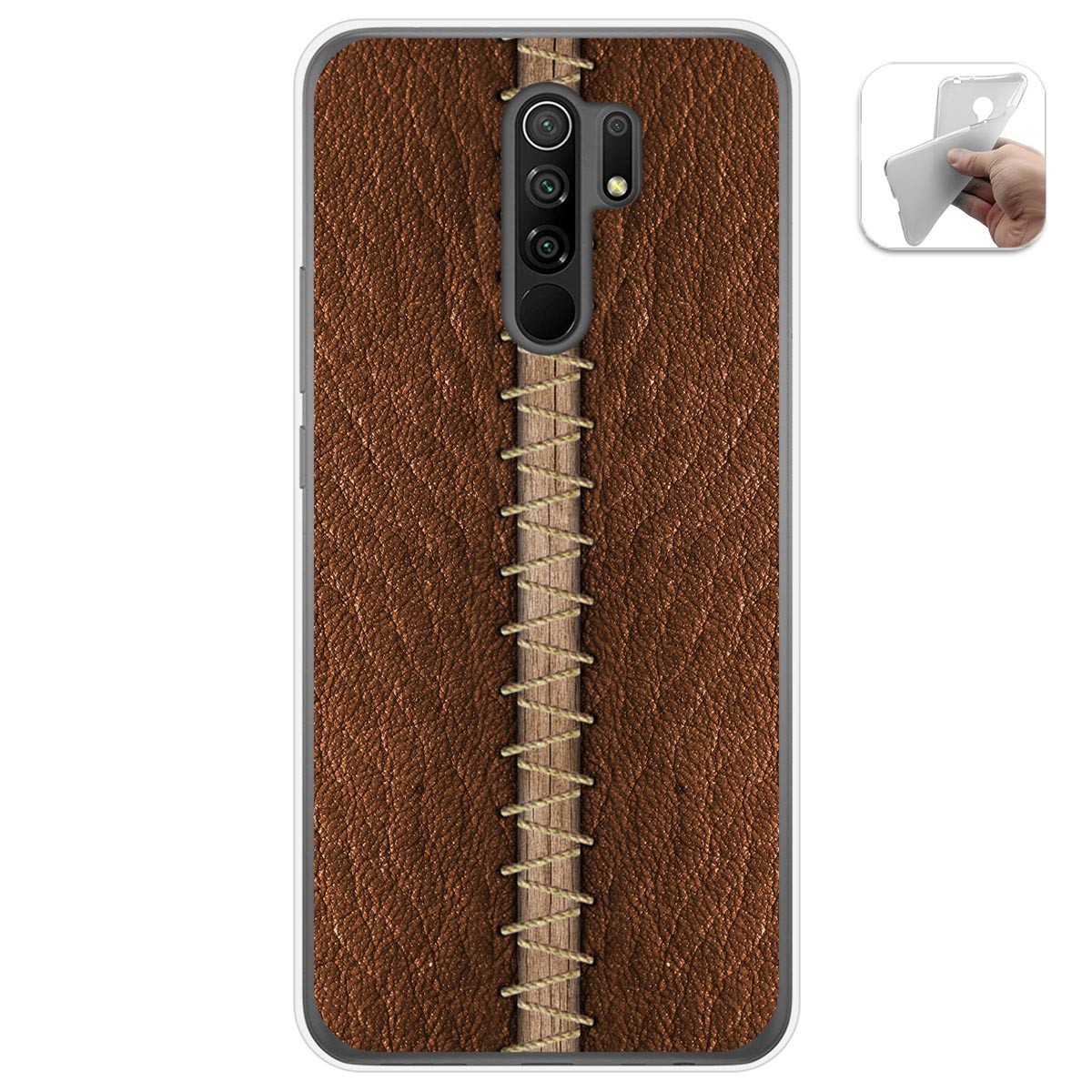 Funda Gel Tpu para Xiaomi Redmi 9 diseño Cuero 01 Dibujos