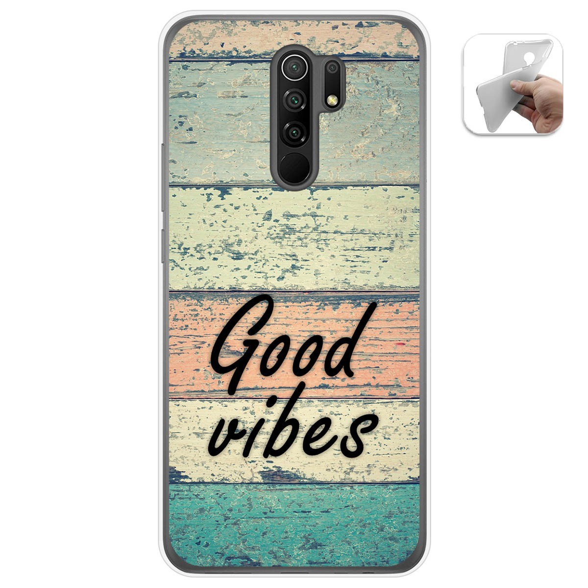Funda Gel Tpu para Xiaomi Redmi 9 diseño Madera 01 Dibujos