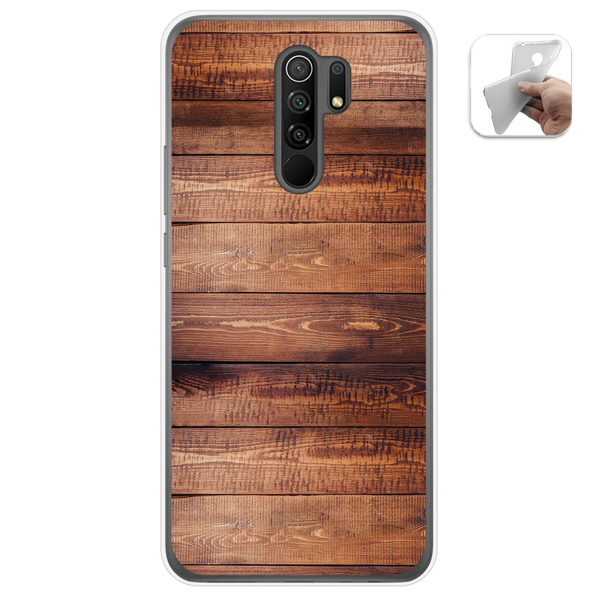 Funda Gel Tpu para Xiaomi Redmi 9 diseño Madera 02 Dibujos