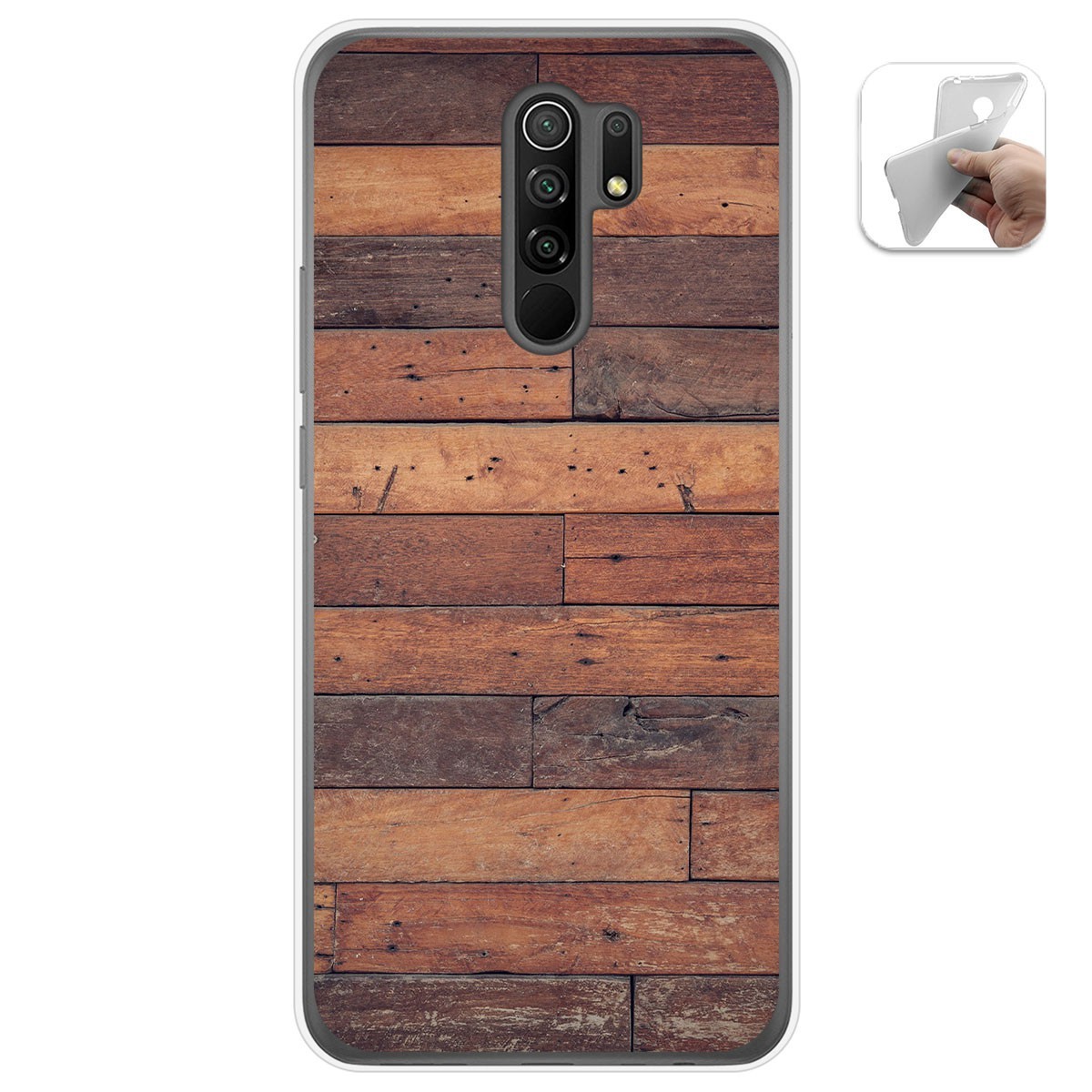 Funda Gel Tpu para Xiaomi Redmi 9 diseño Madera 03 Dibujos