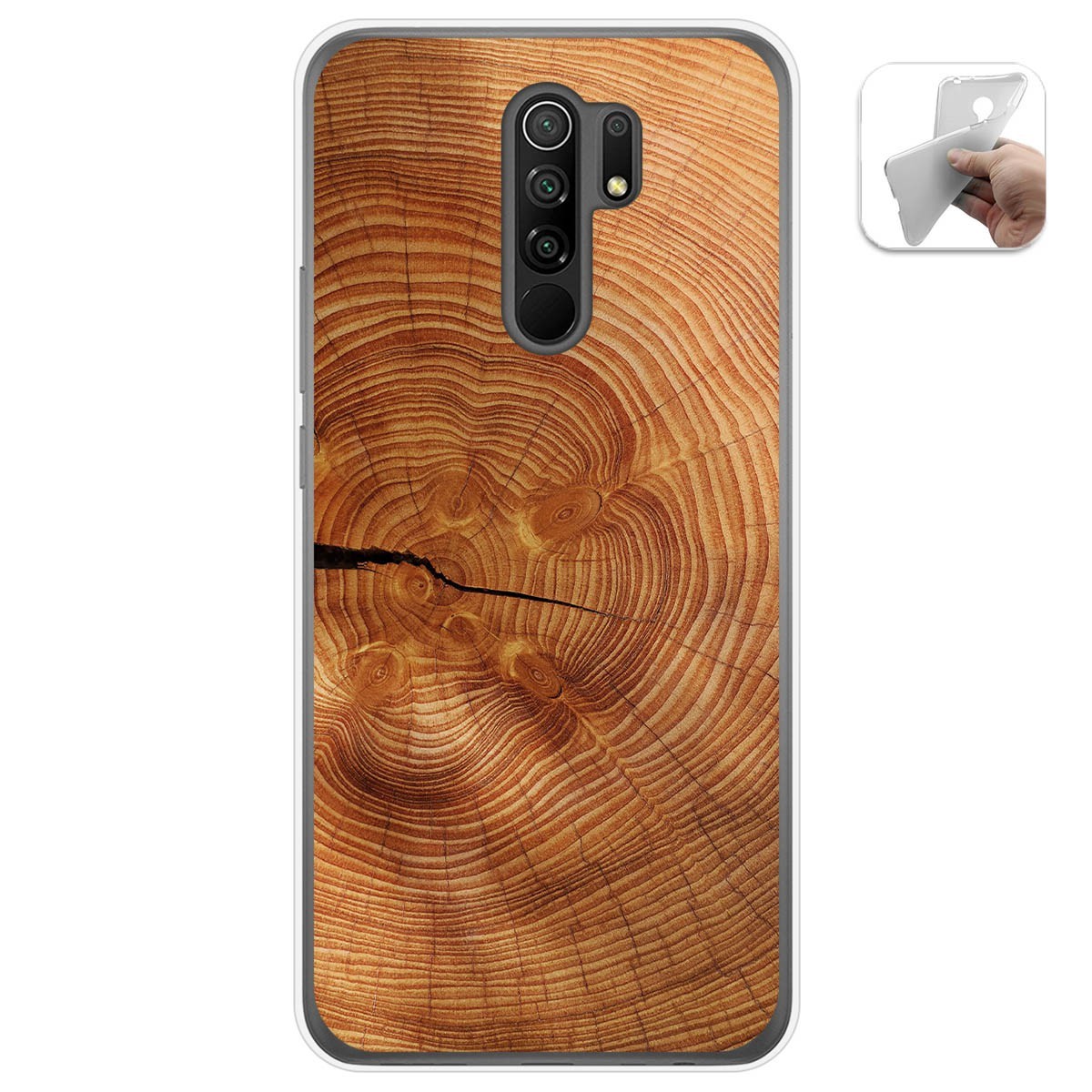 Funda Gel Tpu para Xiaomi Redmi 9 diseño Madera 04 Dibujos