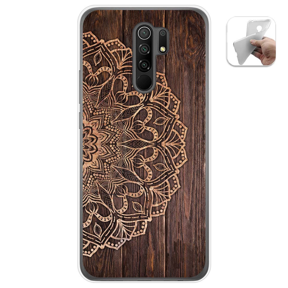 Funda Gel Tpu para Xiaomi Redmi 9 diseño Madera 06 Dibujos