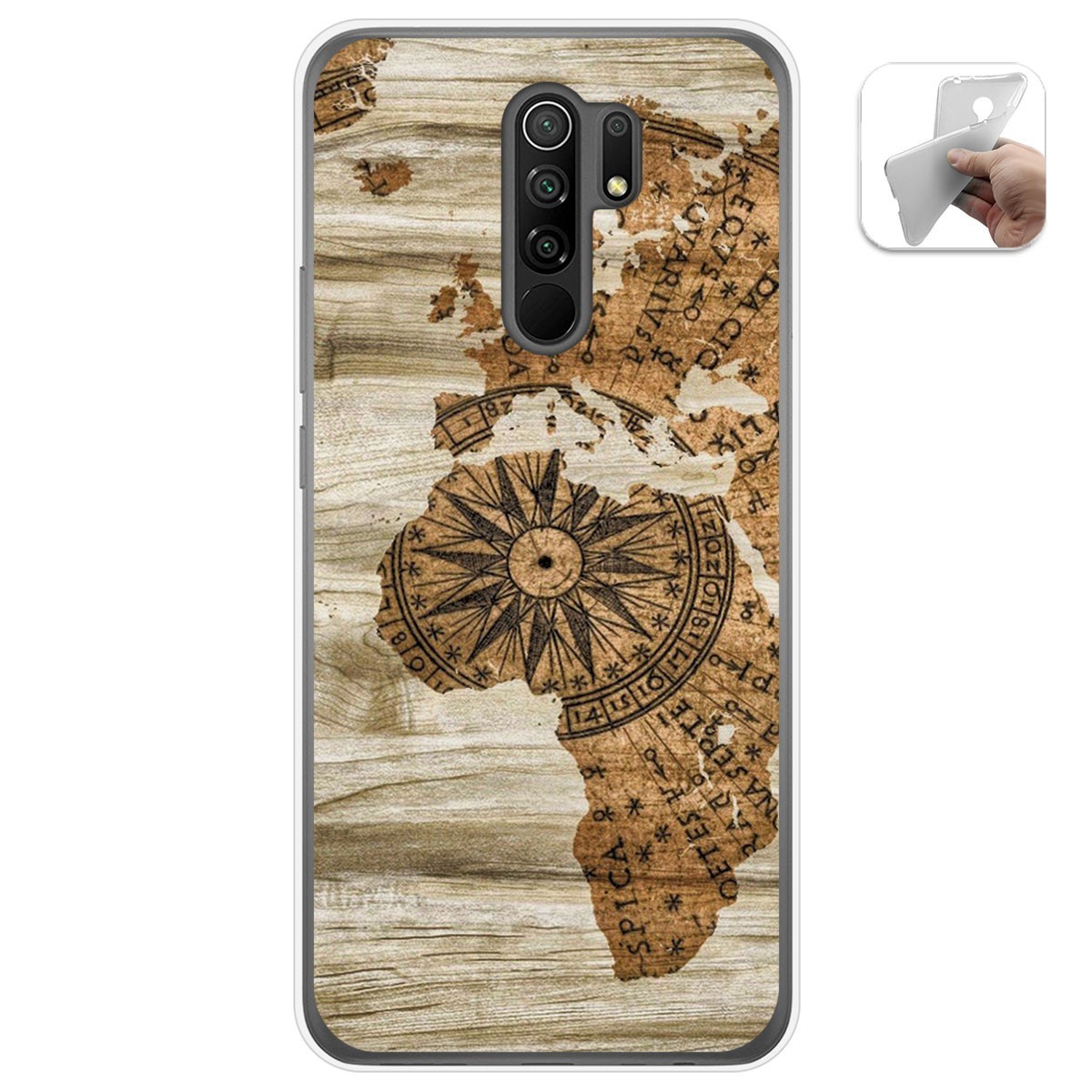 Funda Gel Tpu para Xiaomi Redmi 9 diseño Madera 07 Dibujos