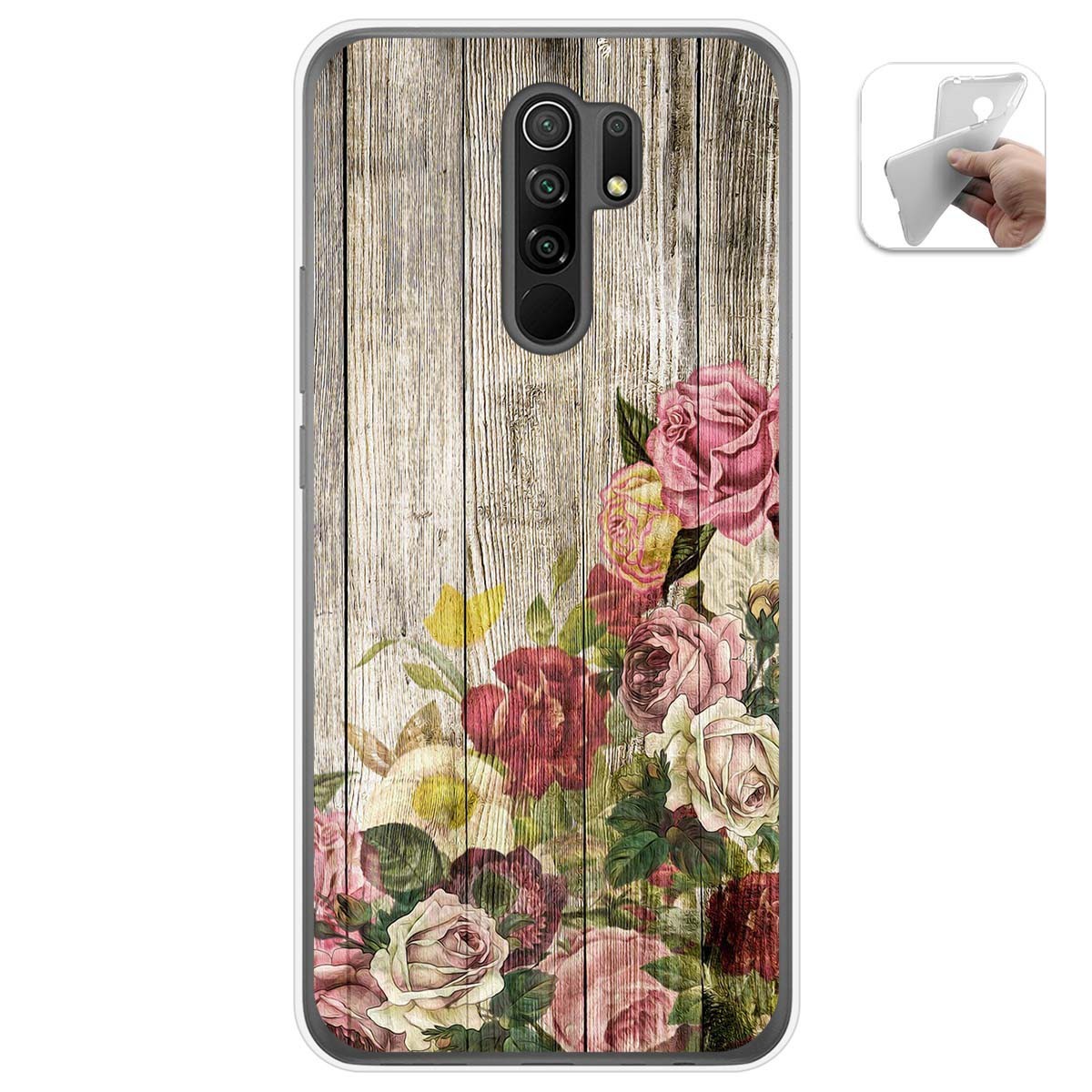 Funda Gel Tpu para Xiaomi Redmi 9 diseño Madera 08 Dibujos