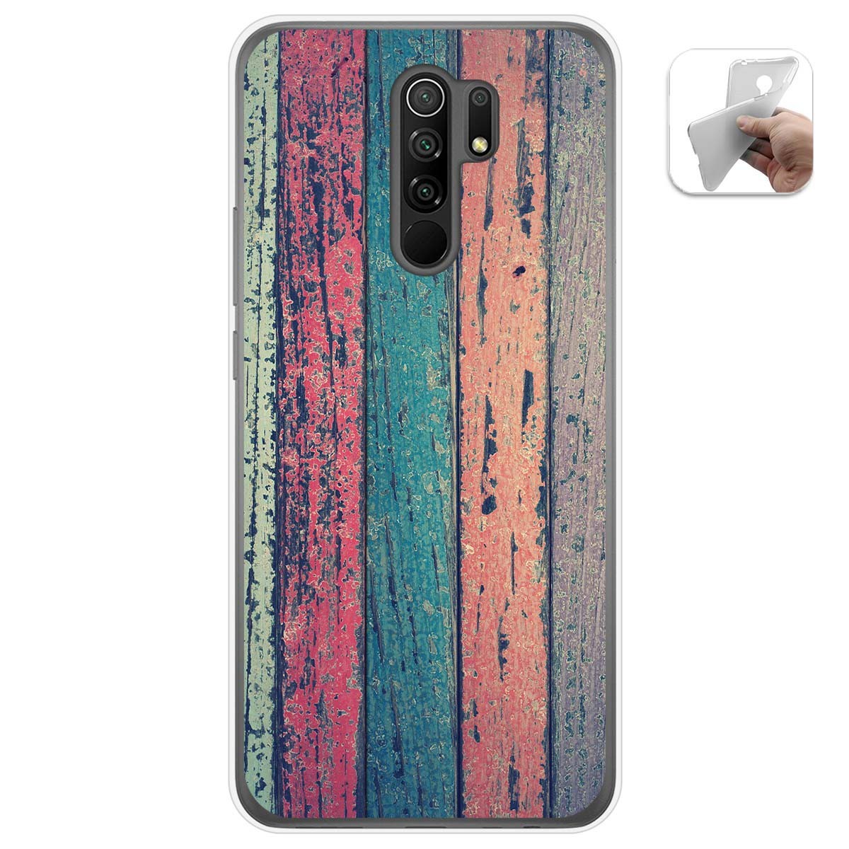 Funda Gel Tpu para Xiaomi Redmi 9 diseño Madera 10 Dibujos