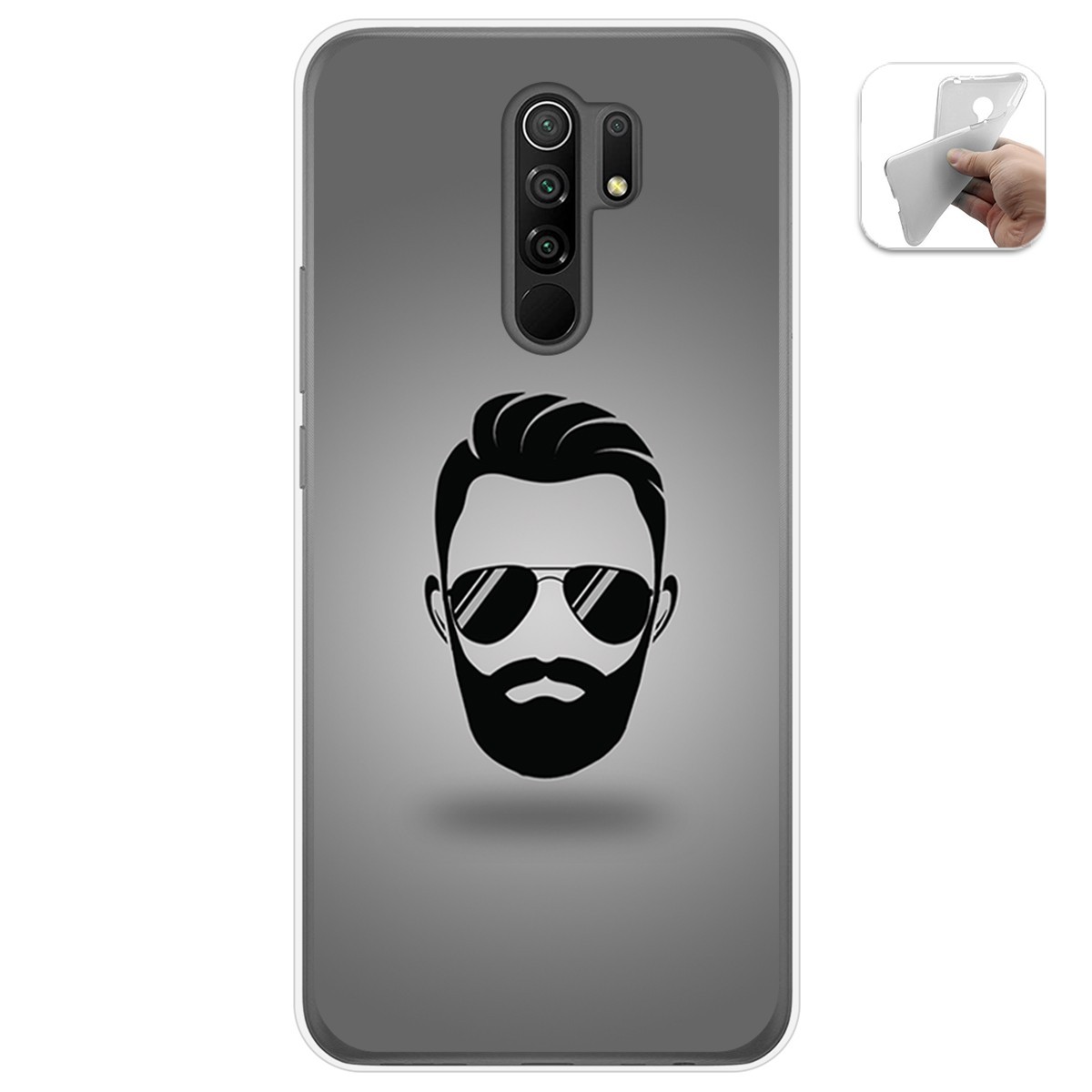 Funda Gel Tpu para Xiaomi Redmi 9 diseño Barba Dibujos