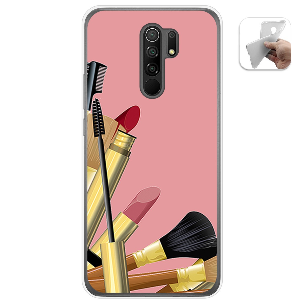 Funda Gel Tpu para Xiaomi Redmi 9 diseño Brochas Dibujos