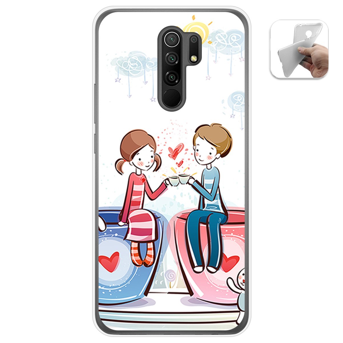 Funda Gel Tpu para Xiaomi Redmi 9 diseño Café Dibujos