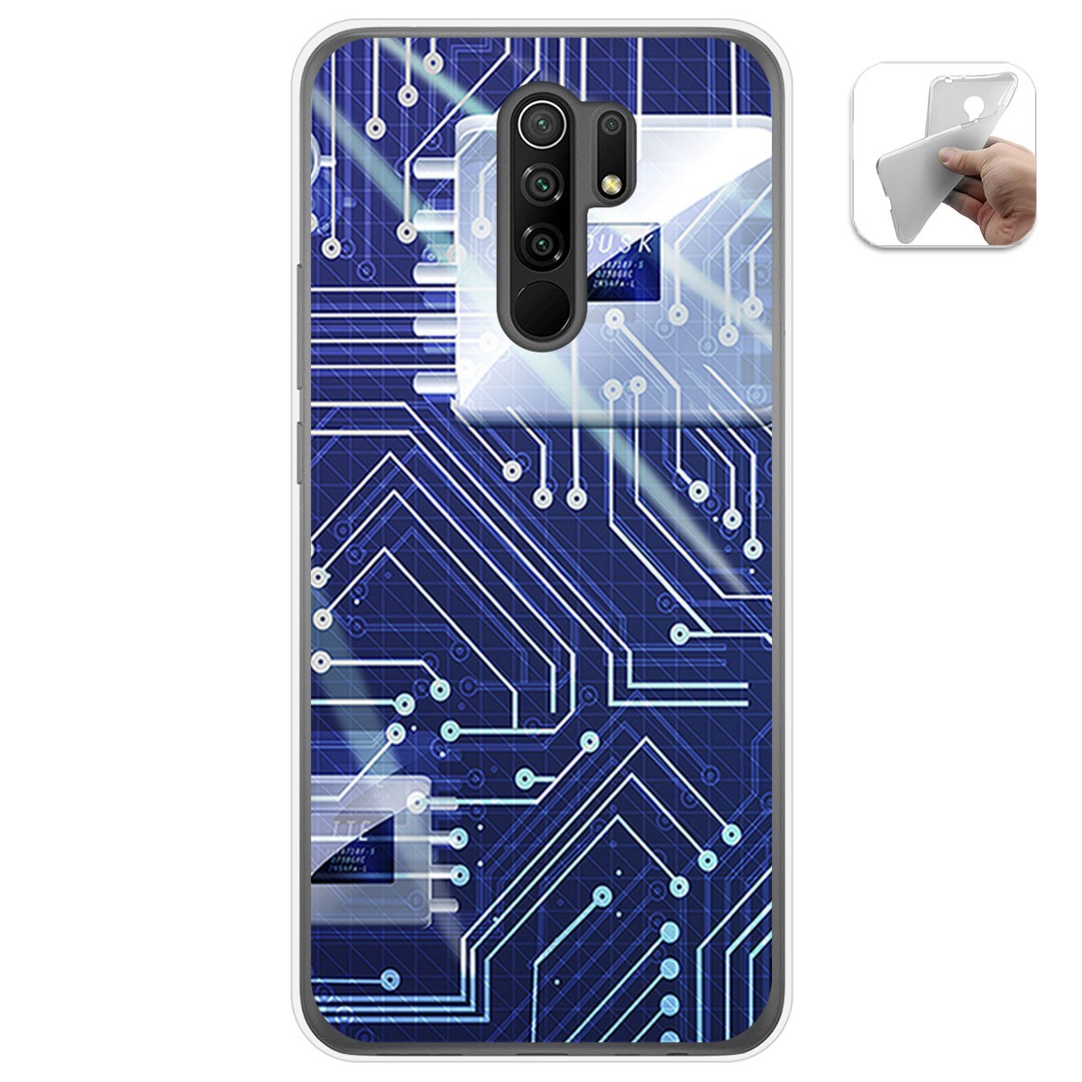 Funda Gel Tpu para Xiaomi Redmi 9 diseño Circuito Dibujos