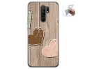 Funda Gel Tpu para Xiaomi Redmi 9 diseño Corazones Madera Dibujos