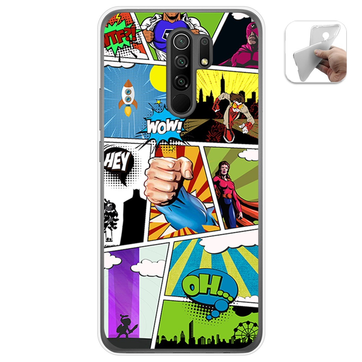 Funda Gel Tpu para Xiaomi Redmi 9 diseño Comic Dibujos
