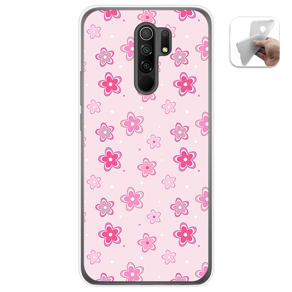 Funda Gel Tpu para Xiaomi Redmi 9 diseño Flores Dibujos