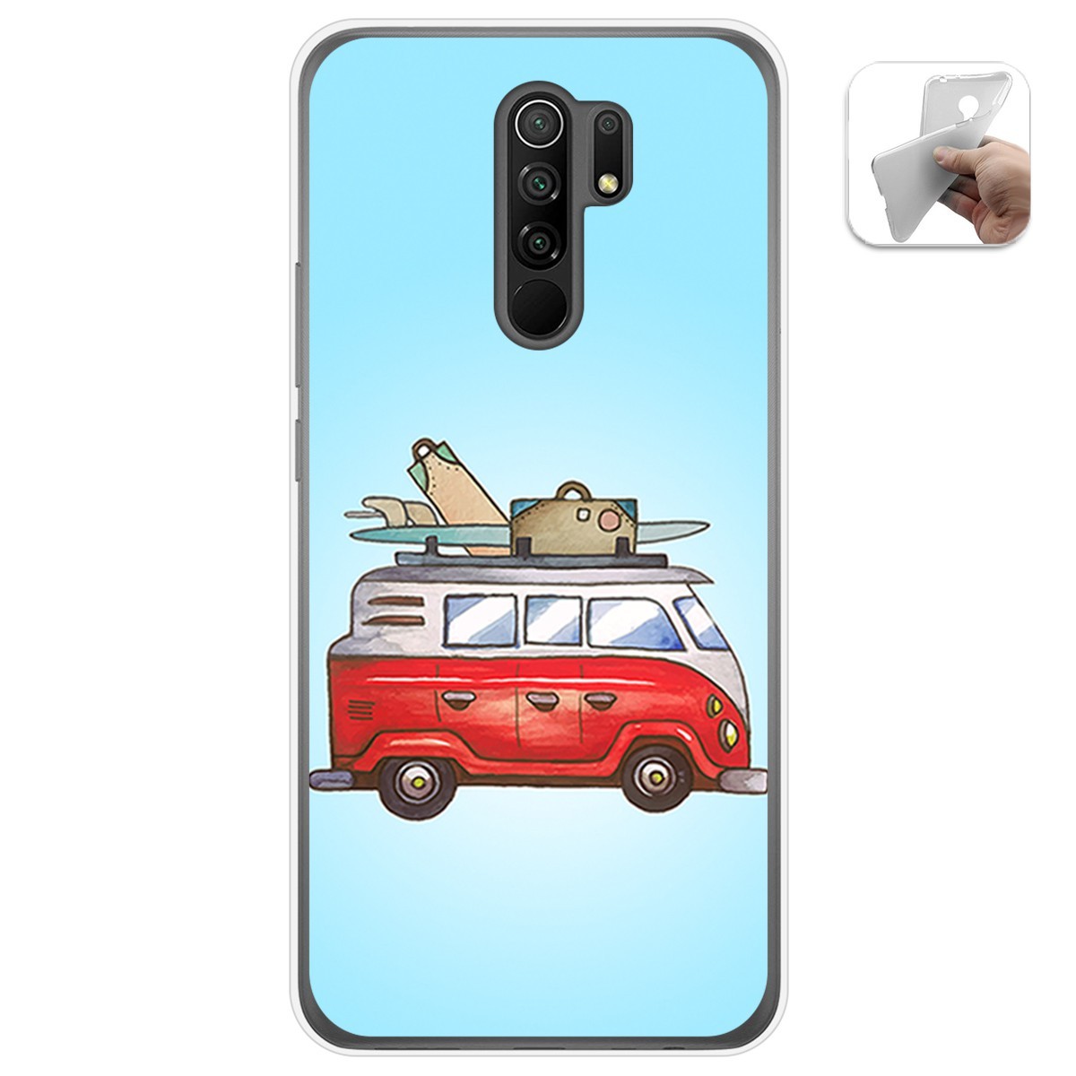 Funda Gel Tpu para Xiaomi Redmi 9 diseño Furgoneta Dibujos