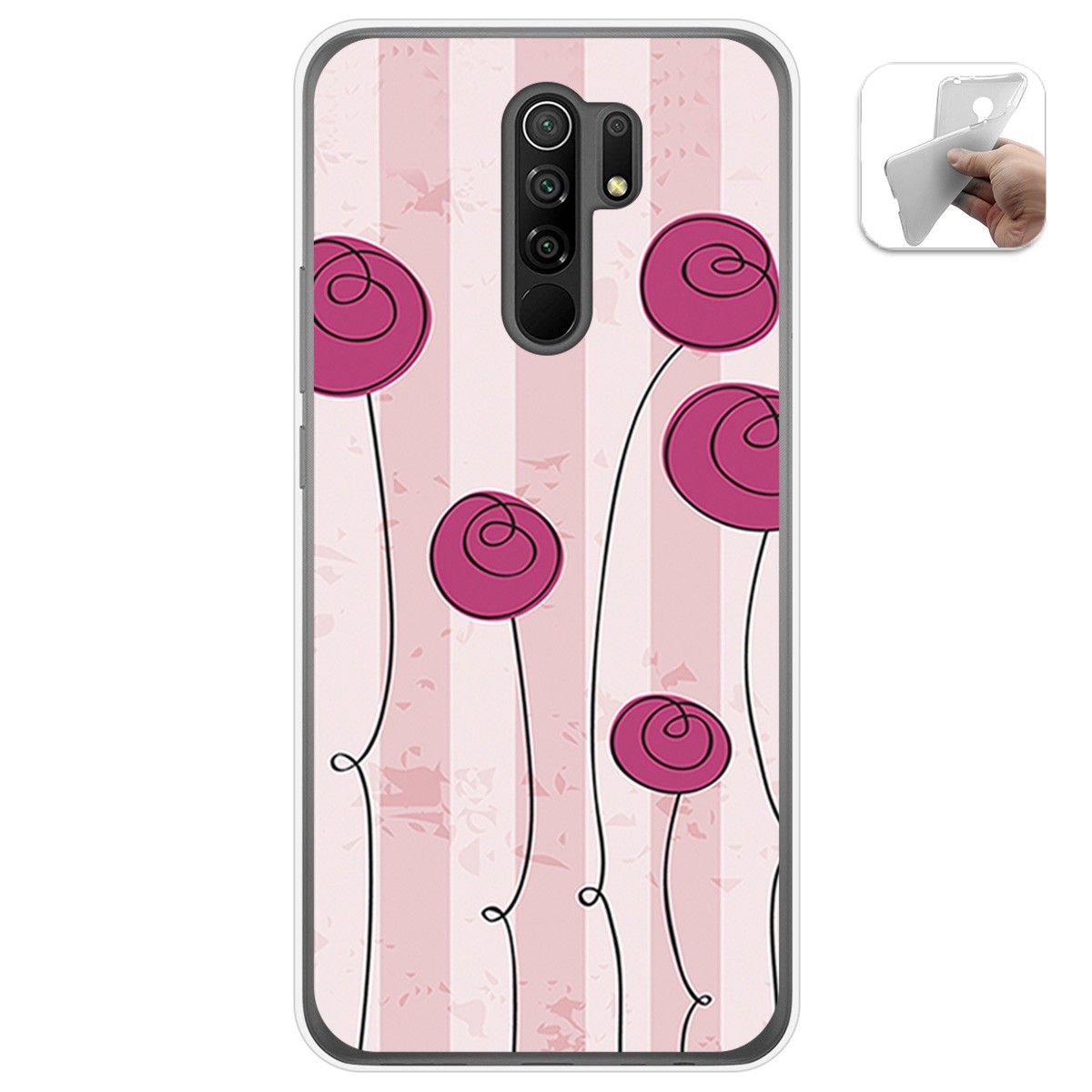 Funda Gel Tpu para Xiaomi Redmi 9 diseño Flores Vintage Dibujos