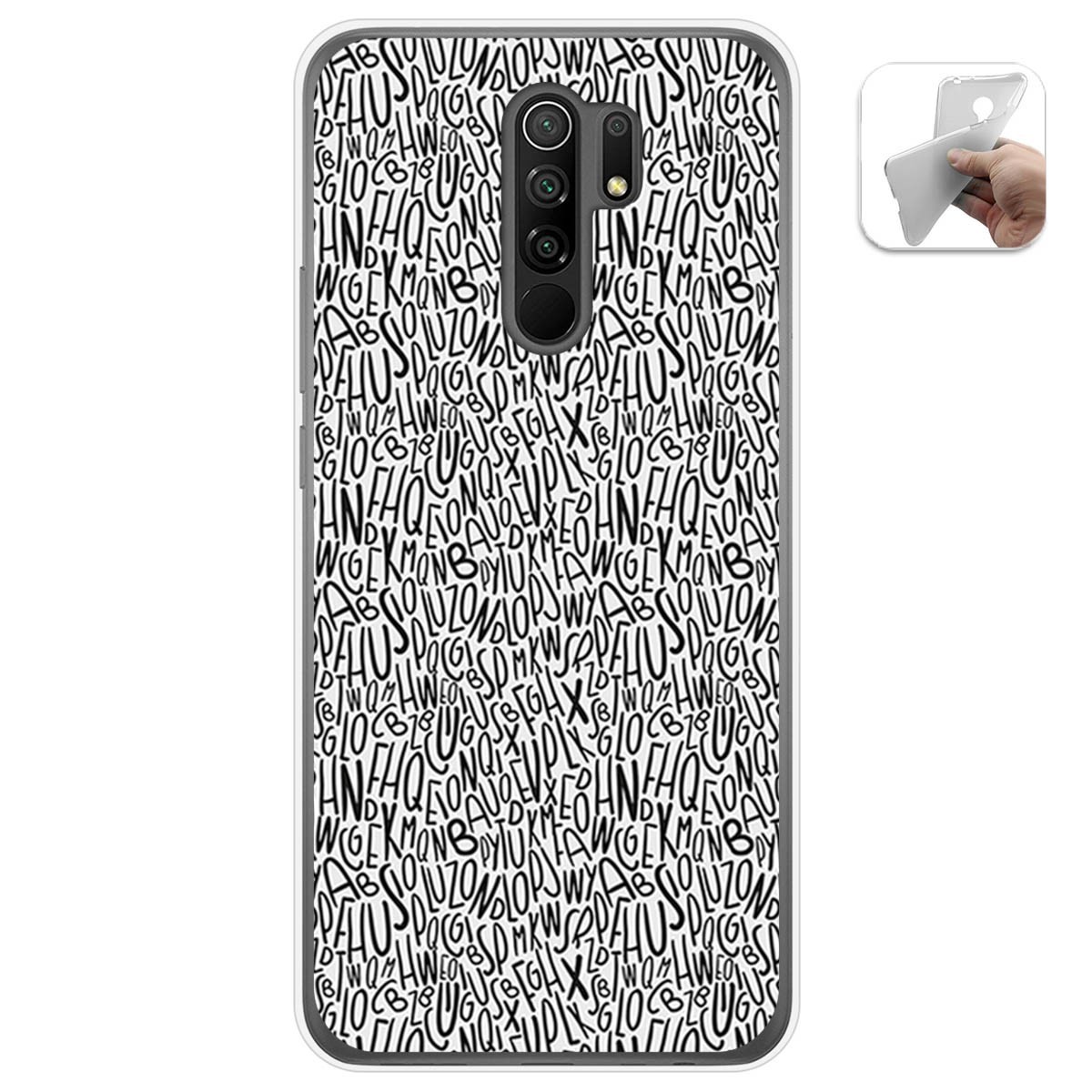 Funda Gel Tpu para Xiaomi Redmi 9 diseño Letras Dibujos
