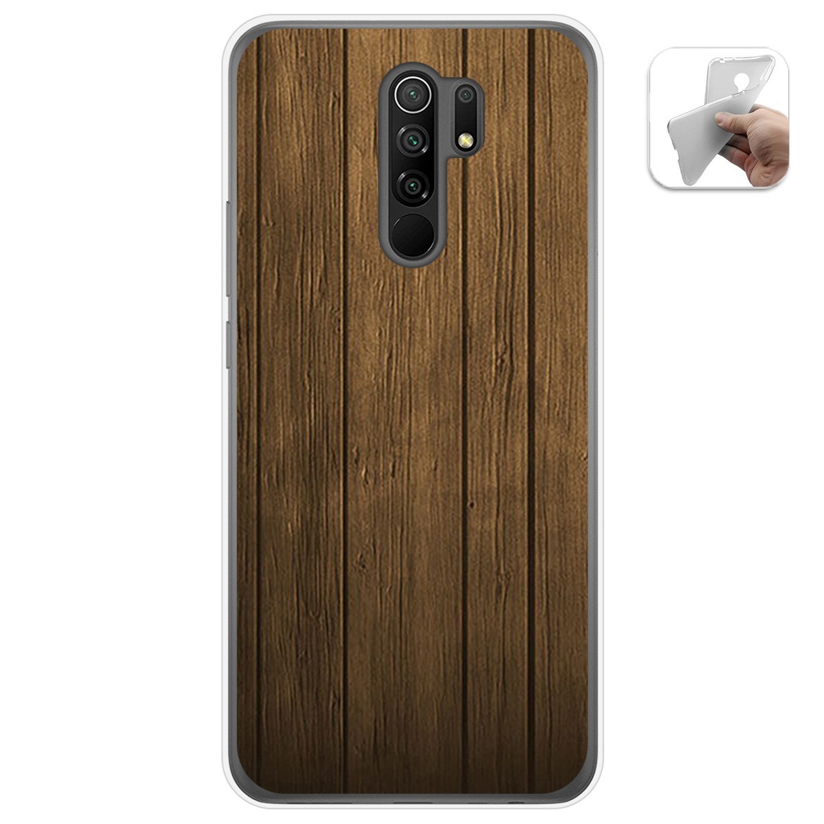 Funda Gel Tpu para Xiaomi Redmi 9 diseño Madera Dibujos