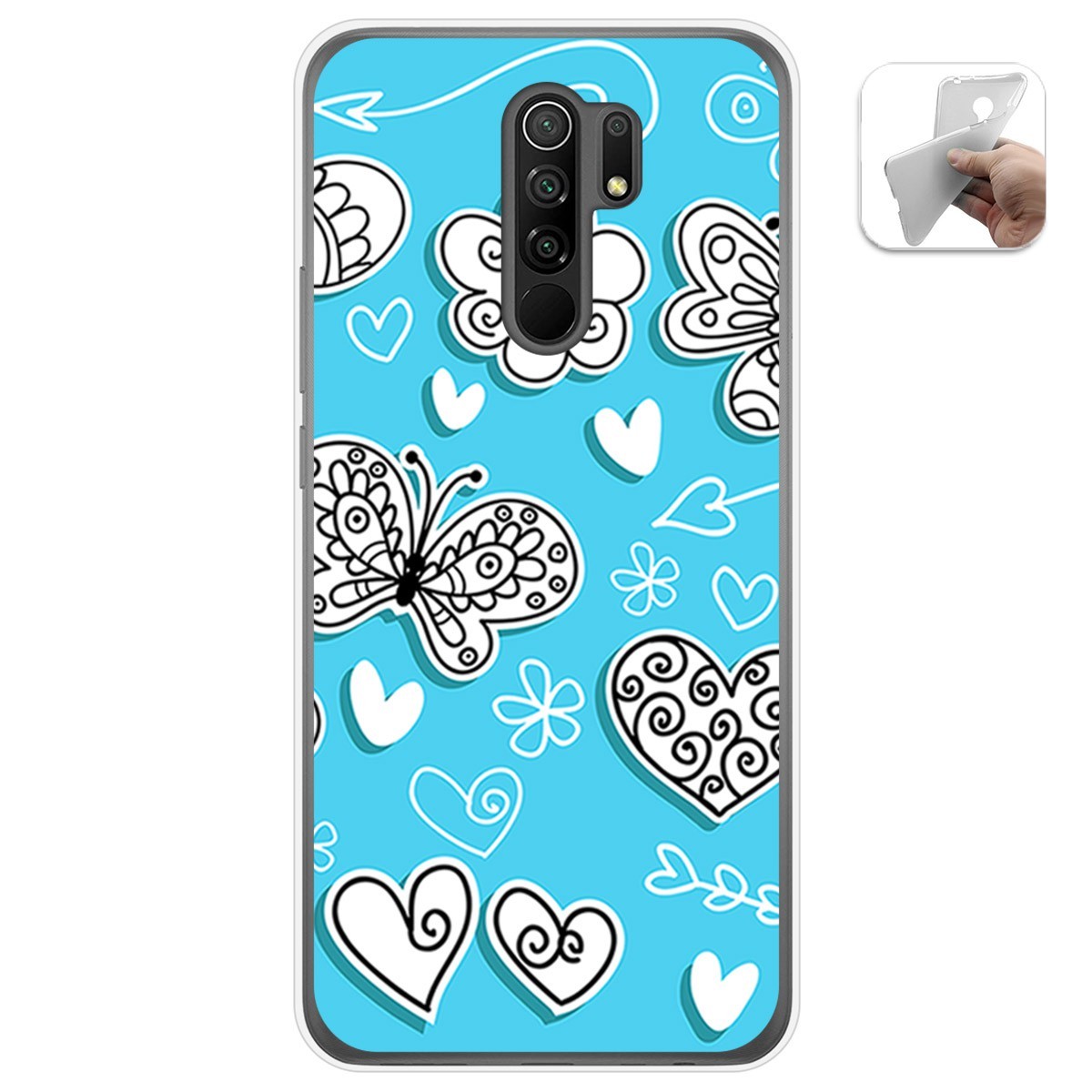 Funda Gel Tpu para Xiaomi Redmi 9 diseño Mariposas Dibujos