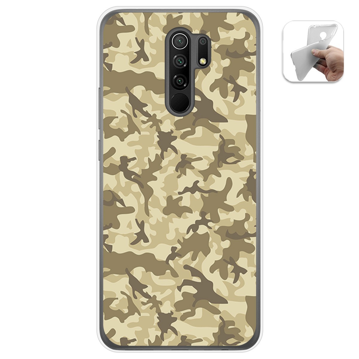 Funda Gel Tpu para Xiaomi Redmi 9 diseño Sand Camuflaje Dibujos