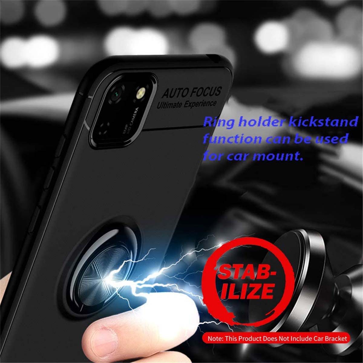 Funda Magnetica Soporte con Anillo Giratorio 360 para Huawei Y5p Azul