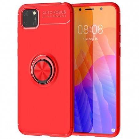 Funda Magnetica Soporte con Anillo Giratorio 360 para Huawei Y5p Roja