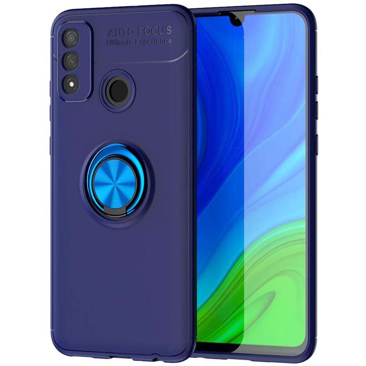 Funda Magnetica Soporte con Anillo Giratorio 360 para Huawei Y6p Azul