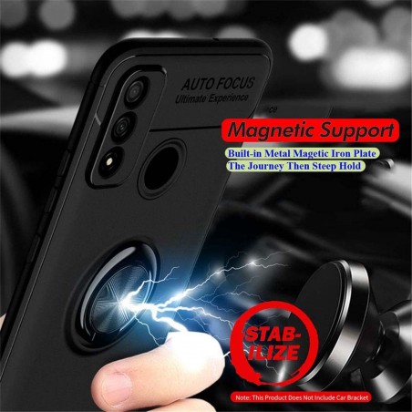 Funda Magnetica Soporte con Anillo Giratorio 360 para Huawei Y6p Azul