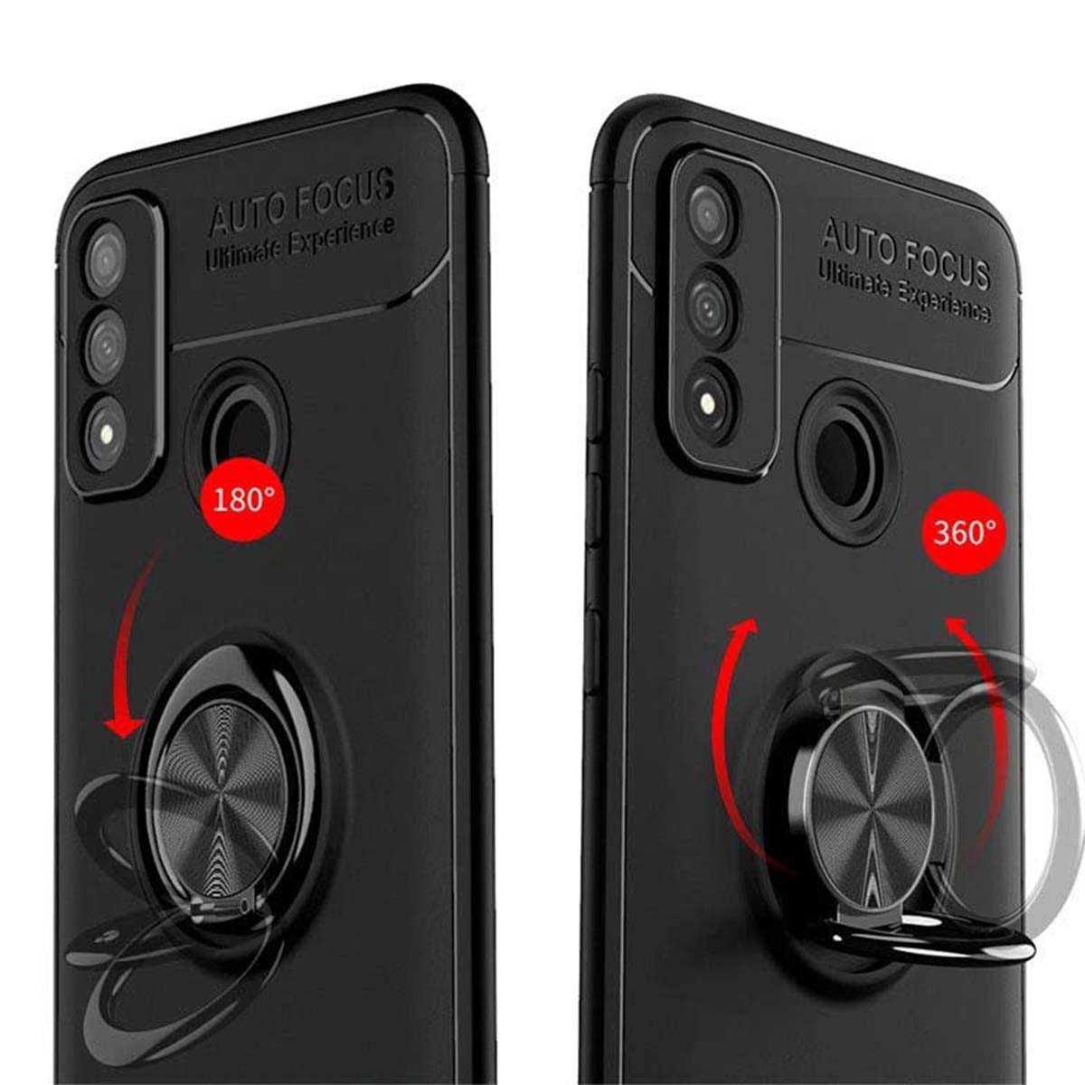 Funda Magnetica Soporte con Anillo Giratorio 360 para Huawei Y6p Roja