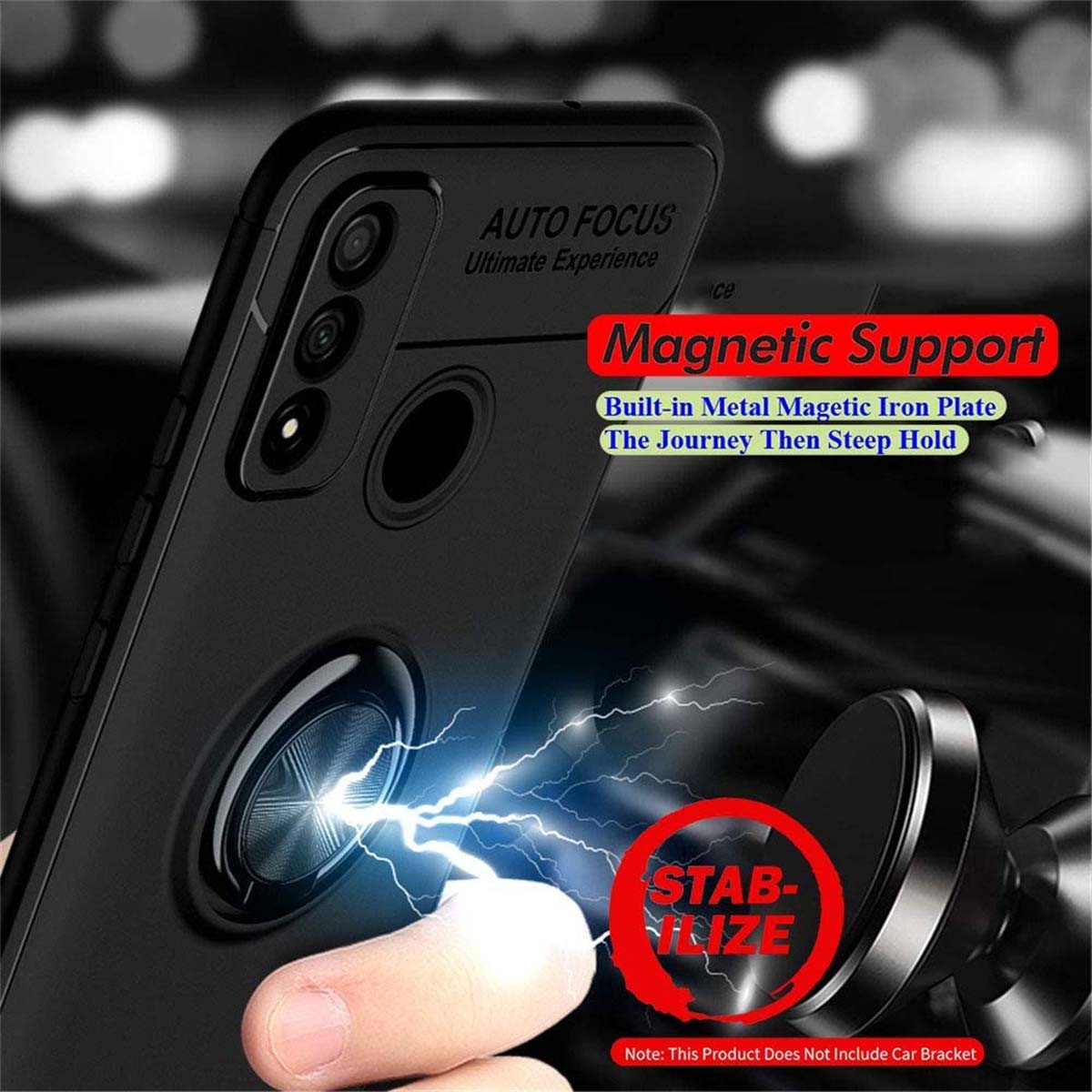 Funda Magnetica Soporte con Anillo Giratorio 360 para Huawei Y6p Roja