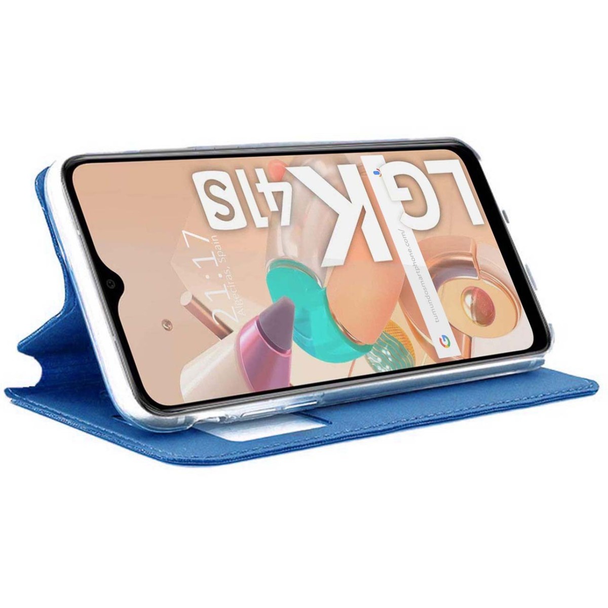 Funda Libro Soporte con Ventana para Lg K41s / K51s color Azul