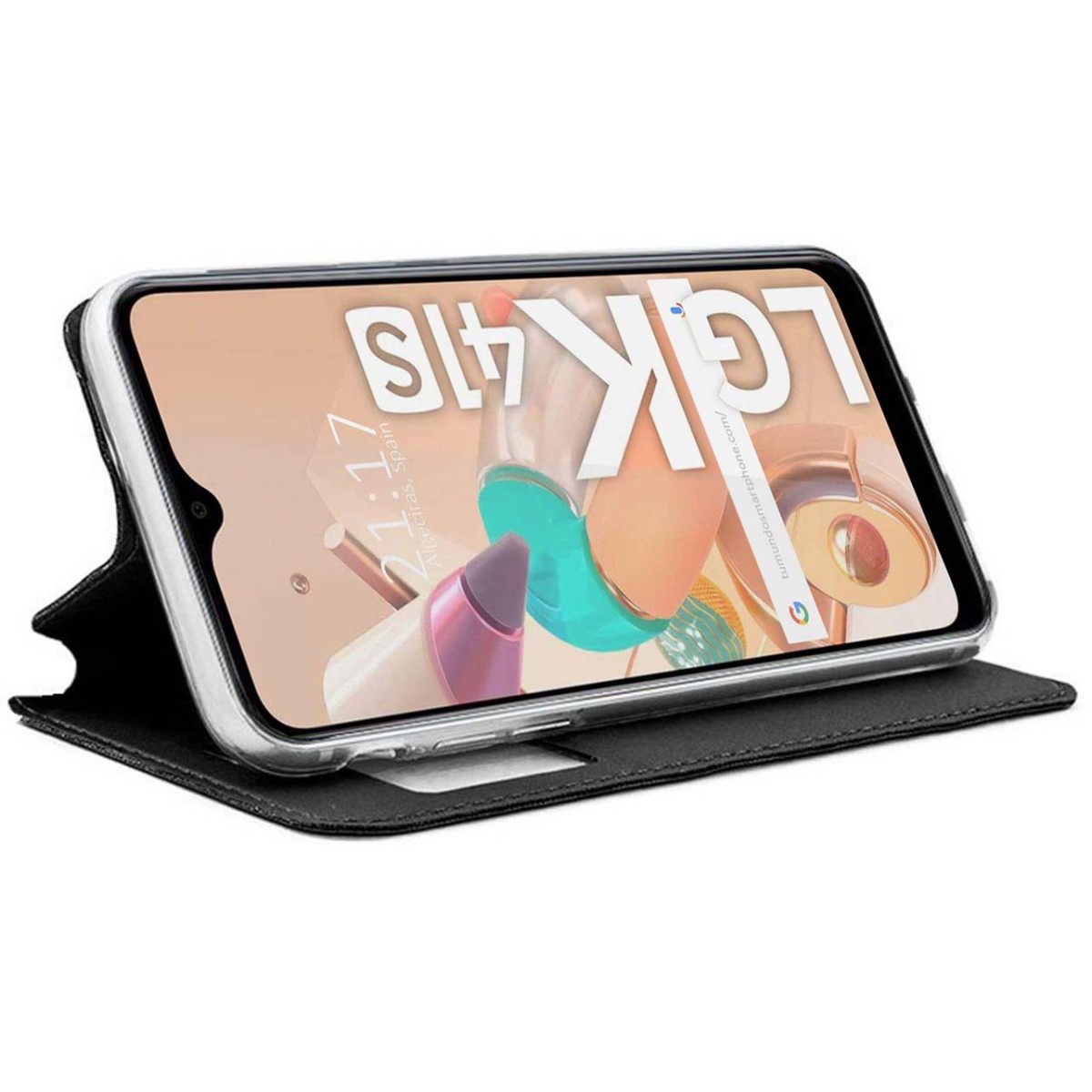Funda Libro Soporte con Ventana para Lg K41s / K51s color Negra