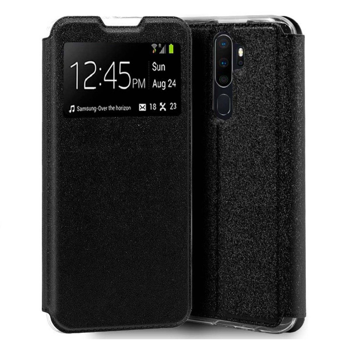 Funda Libro Soporte con Ventana para Oppo A5 2020 / A9 2020 color Negra
