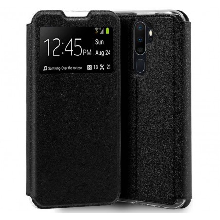 Funda Libro Soporte con Ventana para Oppo A5 2020 / A9 2020 color Negra