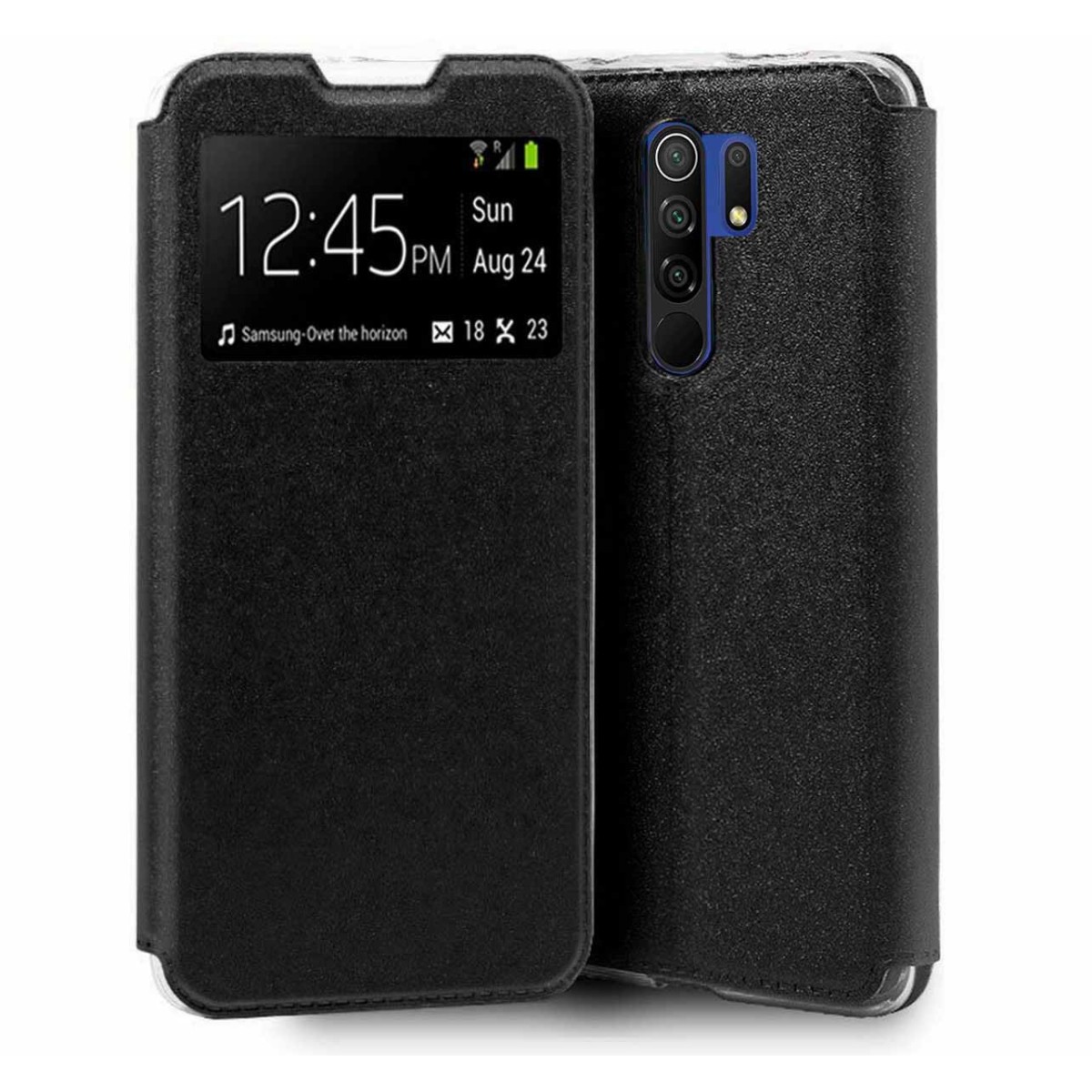 Funda Libro Soporte con Ventana para Xiaomi Redmi 9 color Negra