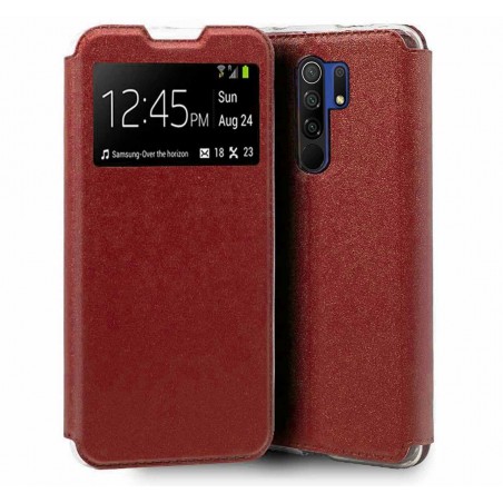 Funda Libro Soporte con Ventana para Xiaomi Redmi 9 color Roja