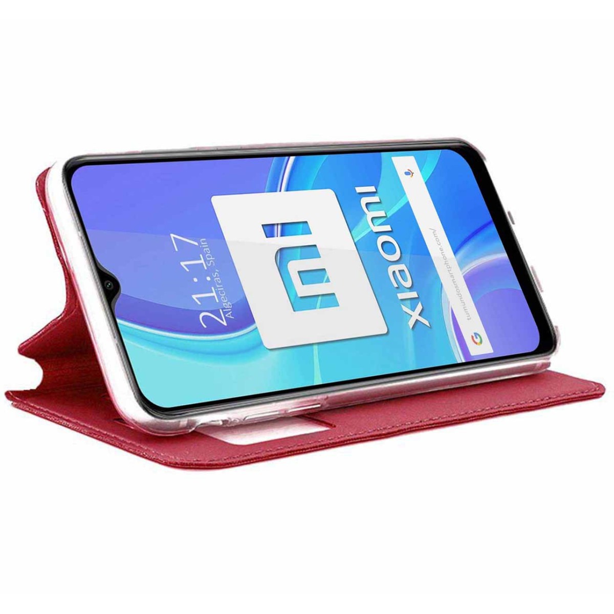 Funda Libro Soporte con Ventana para Xiaomi Redmi 9 color Roja