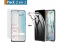Pack 2 En 1 Funda Gel Transparente + Protector Cristal Templado para Samsung Galaxy S10 Lite