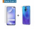 Pack 2 En 1 Funda Gel Transparente + Protector Cristal Templado para Xiaomi Pocophone POCO X2