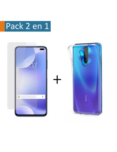 Pack 2 En 1 Funda Gel Transparente + Protector Cristal Templado para Xiaomi Pocophone POCO X2