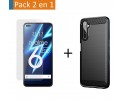 Pack 2 En 1 Funda Gel Tipo Carbono + Protector Cristal Templado para Realme 6 Pro
