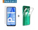 Pack 2 En 1 Funda Gel Transparente + Protector Cristal Templado para Huawei P40 Lite