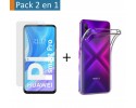 Pack 2 En 1 Funda Gel Transparente + Protector Cristal Templado para Huawei P Smart Pro