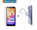 Pack 2 En 1 Funda Gel Transparente + Protector Cristal Templado para Huawei Y5p