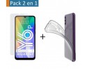 Pack 2 En 1 Funda Gel Transparente + Protector Cristal Templado para Huawei Y6p