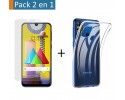 Pack 2 En 1 Funda Gel Transparente + Protector Cristal Templado para Samsung Galaxy M31