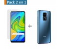 Pack 2 En 1 Funda Gel Transparente + Protector Cristal Templado para Xiaomi Redmi Note 9